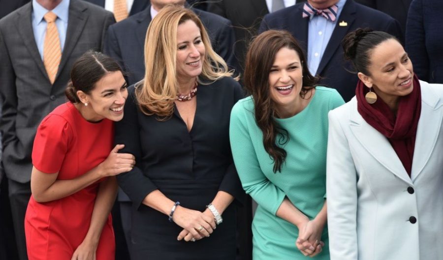 Group photo of Congress members-elect -- Alexandria Ocasio-Cortez (NY), Debbie Mucarsel-Powell (FL), Abby Finkenauer (IA) and Sharice Davids (KS)