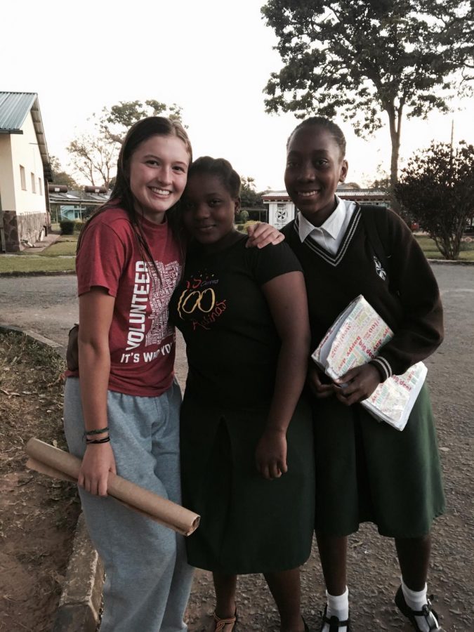 Sadie Grunau and girls from the secondary school in Ndola, Zambia.