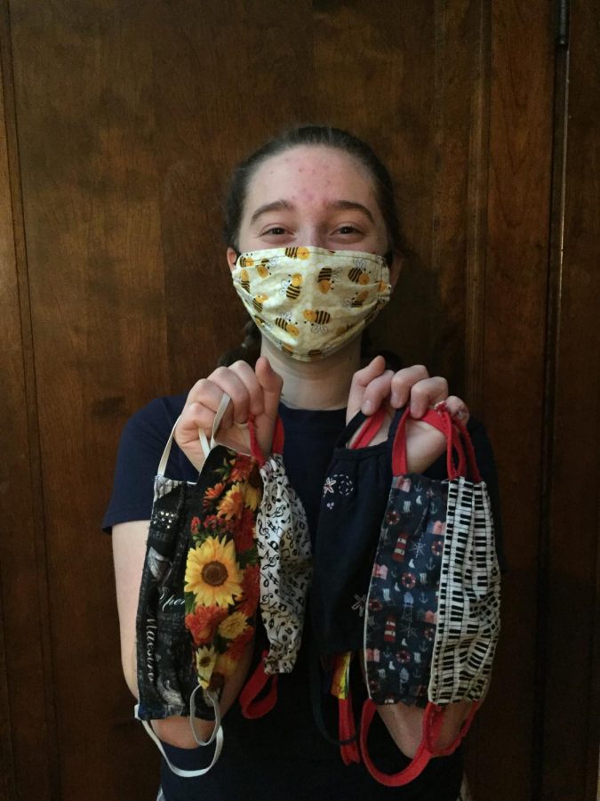 Edie with a selection of her favorite masks