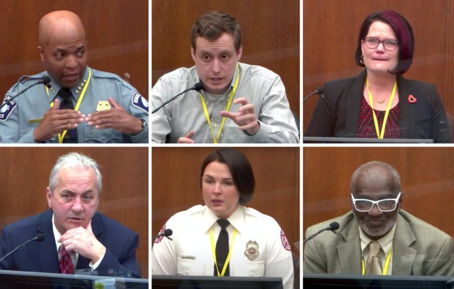 The witnesses at Derek Chauvins trial. Photo courtesy of the Star Tribune.